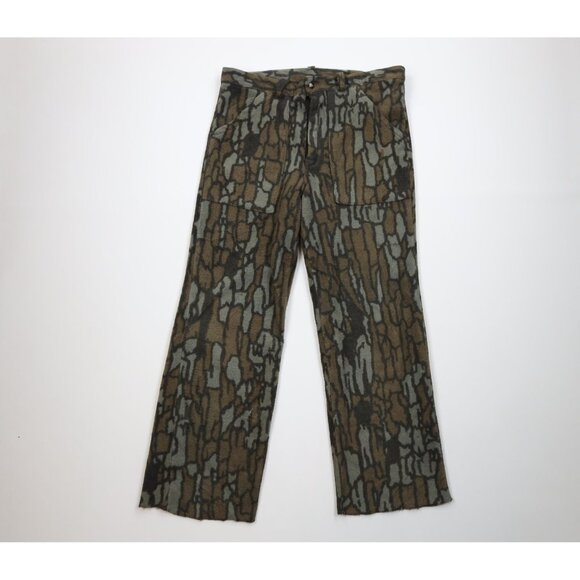 Vtg 80s 90s Streetwear Mens M Distressed Camouflage Wide Leg Fleece Pants USA - Picture 1 of 16